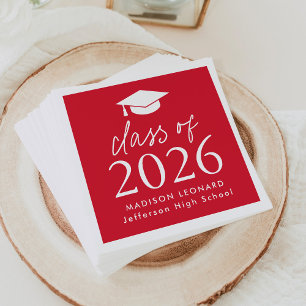 Servilleta De Papel Clase moderna de Graduación Roja de Guión 2025