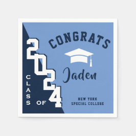 Servilleta De Papel Clase moderna del Partido de Graduación Azul de la