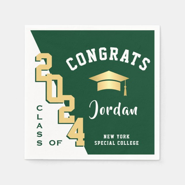 Servilleta De Papel Clase moderna del Partido de Graduación Verde Dora (Anverso)
