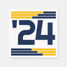 Servilleta De Papel Clase Navy & Gold Bars del Fiesta Grad '24