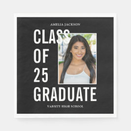 Servilleta De Papel Clase Negra Y Blanca De 25 Papel De Graduación De