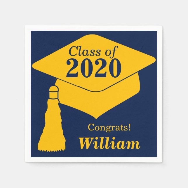 Servilleta De Papel Clase personalizada de 2024 Navy Gold (Anverso)