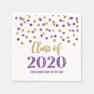 Servilleta De Papel Clase Purple Gold Confetti de 2020 Graduación