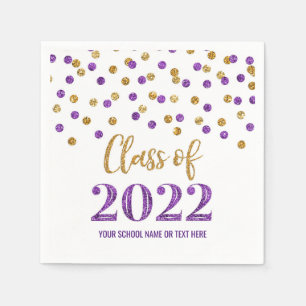 Servilleta De Papel Clase Purple Gold Confetti de 2022