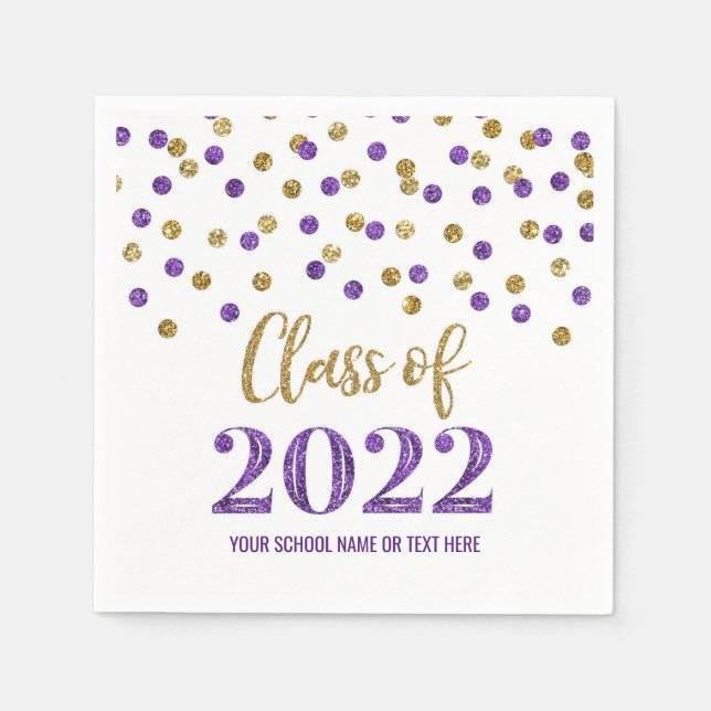 Servilleta De Papel Clase Purple Gold Confetti de 2022 (Anverso)