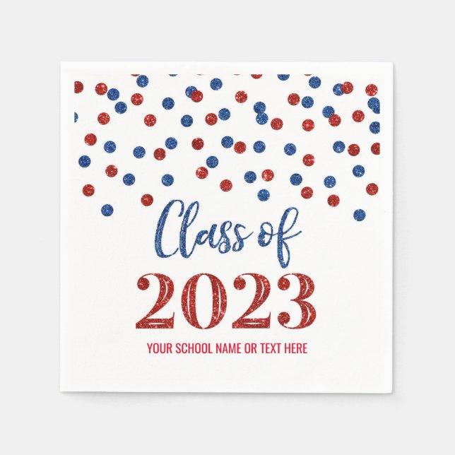 Servilleta De Papel Clase Red Blue Confetti de Napkins 2023 (Anverso)