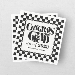 Servilleta De Papel Clase Retro de Graduación Felicidades Negro