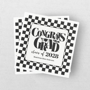 Servilleta De Papel Clase Retro de Graduación Felicidades Negro