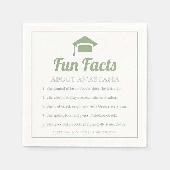 Servilleta De Papel Clase Sage green Fun Facts de 2022 (Anverso)