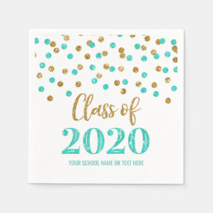 Servilleta De Papel Clase Turquoise Gold Confetti de 2020 Graduación