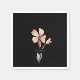 Servilleta De Papel Clásica acuarela Azul hojas Floral Napkin negro