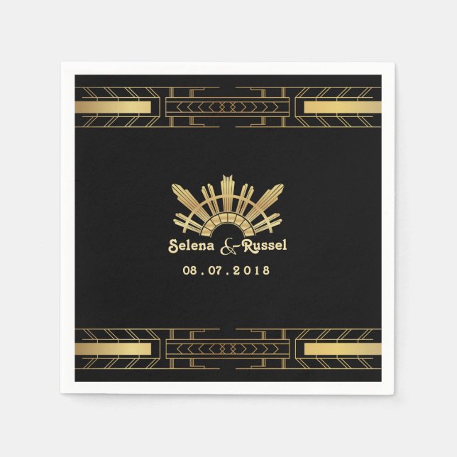 Servilleta De Papel Clásica Belleza Art Deco Boda Napkins (Anverso)