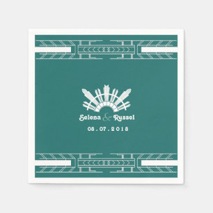Servilleta De Papel Clásica Belleza Art Deco Verde azulado Napkins Bod