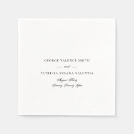 Servilleta De Papel Clásica blanca y negra caligrafía elegante matrimo