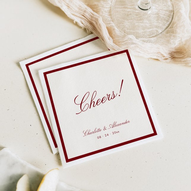 Servilleta De Papel Clásica caligrafía Dinero viejo Boda rojo profundo (Subido por el creador)