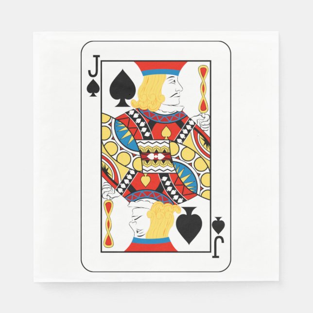Servilleta De Papel Clásica carta de póquer Jack de Picas (Anverso)