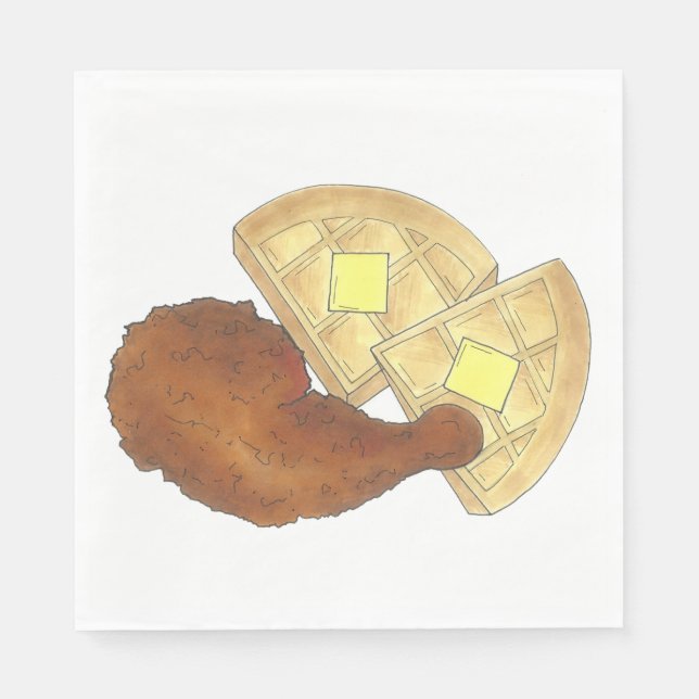 Servilleta De Papel Clásica comida del Alma frita pollo frito y Waffle (Anverso)