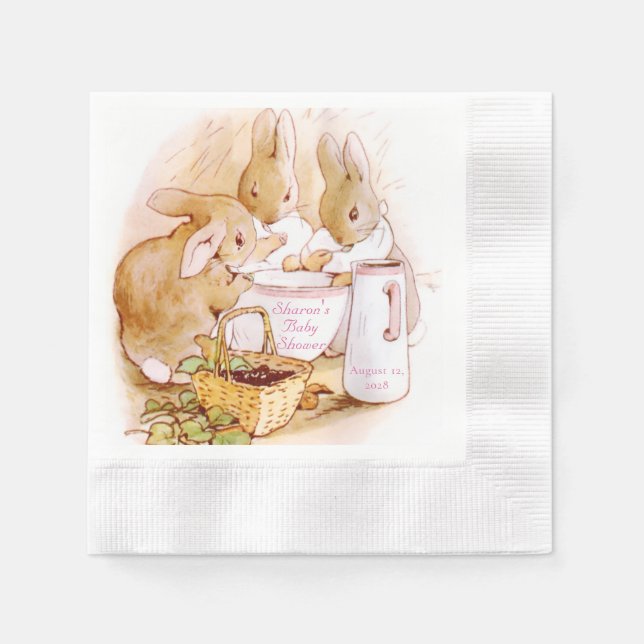 Servilleta De Papel Clásica ducha de bebé de niña de Peter Rabbit (Anverso)