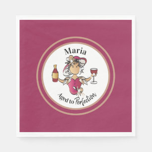 Servilleta De Papel Clásica Femenina Personalizada Vino Cumpleaños Nap