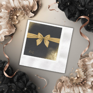 Servilleta De Papel clásica filigrana elegante boda negro dorado
