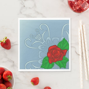 Servilleta De Papel Clásica Floral Rosa Roja Romántica