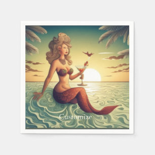 Servilleta De Papel Clásica Martini Mermaid Thunder_Cove