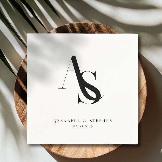 Servilleta De Papel Clásica, Mínima, Monograma, servilletas Bodas (Classic, Minimal, Monogram, Wedding Napkins)