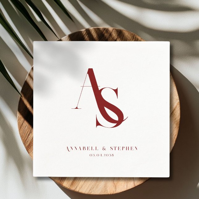 Servilleta De Papel Clásica, Mínima, Monograma, servilletas Bodas (Classic, Minimal, Monogram, Wedding Napkins)