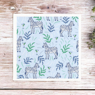 Servilleta De Papel Clásicas Cebras Preppy y Martinis Azul