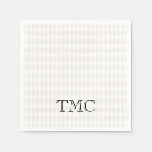 Servilleta De Papel Clásicas iniciales de monograma negro blanco beige