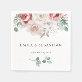 Servilleta De Papel Clásicas Rosas Delicadas Florales Elegantes Bodas