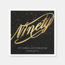 Servilleta De Papel Clásico 90 de caligrafía de confetti negro de oro