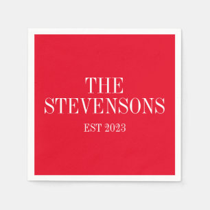 Servilleta De Papel Clásico apellido Apellido Fecha de fiesta rojo