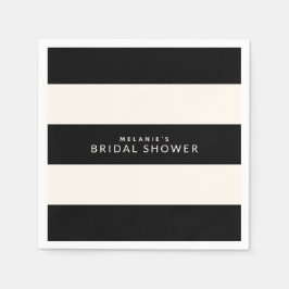 Servilleta De Papel Clásico Black and Ecru Stripes Bridal Shower