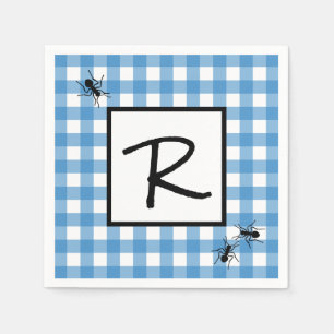 Servilleta De Papel Clásico Blue White Gingham Antillas BBQ Picnic