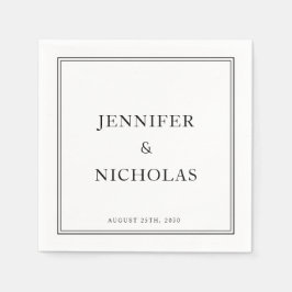 Servilleta De Papel Clásico Boda Formal Blanco Y Negro