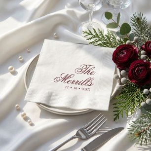Servilleta De Papel Clásico Cóctel de Boda Personalizado Sr y Sra