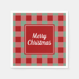 Servilleta De Papel Clásico Cuadro Rojo Feliz Navidad