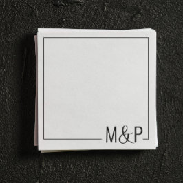 Servilleta De Papel Clásico de Boda mínimo negro y blanco