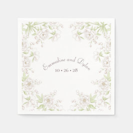 Servilleta De Papel Clásico de Bodas de Rosa Blanca