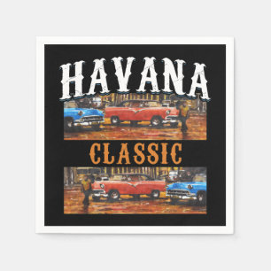 Servilleta De Papel Clásico de La Habana - Arte cubano de coches de ép