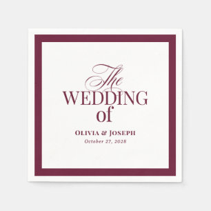 Servilleta De Papel Clásico de Lujo   Boda elegante de burgundy y blan