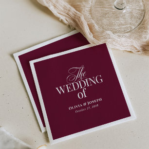 Servilleta De Papel Clásico de Lujo   Boda elegante de rojo burgundy