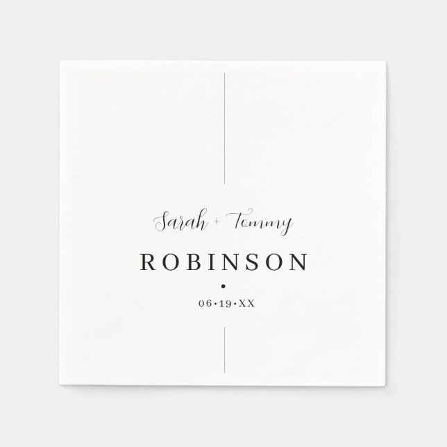 Servilleta De Papel Clásico elegante con Boda de rayas (Anverso)