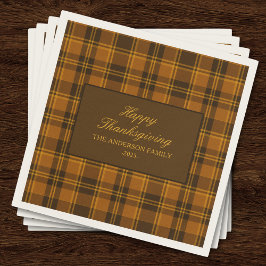 Servilleta De Papel Clásico Elegante de Plaid de Acción de Gracias Vin