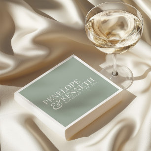 Servilleta De Papel Clásico Elegante Sencillo Personalizado Boda Verde