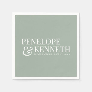 Servilleta De Papel Clásico Elegante Sencillo Personalizado Boda Verde