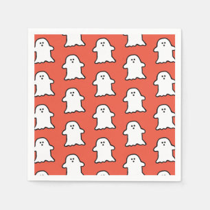 Servilleta De Papel Clásico fantasma naranja y blanco de Halloween
