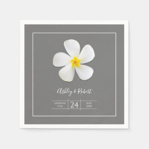 Servilleta De Papel Clásico formal moderno, blanco sobre gris, Boda