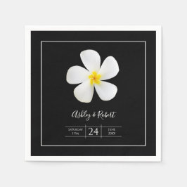 Servilleta De Papel Clásico formal moderno, blanco sobre negro, Boda